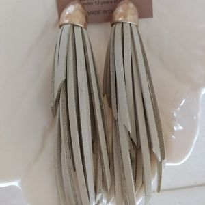 Hammered Copper Olive Leather Hassle Earrings